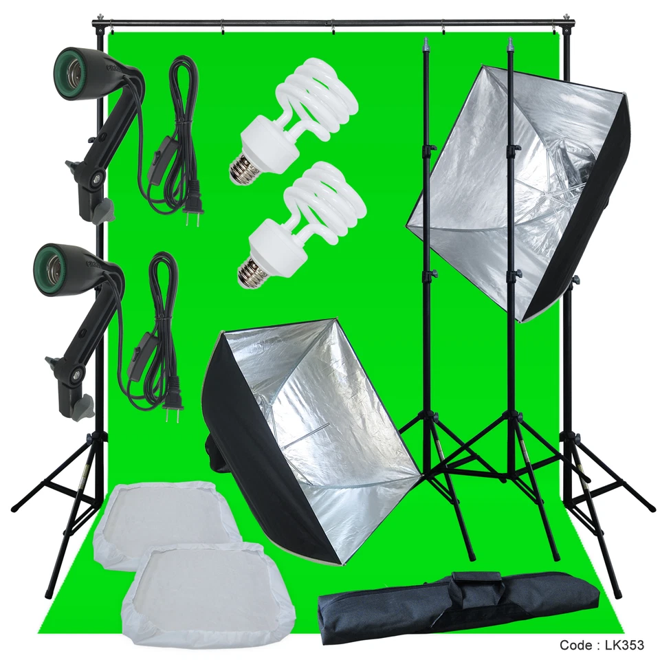 Linco Lincostore Complete Studio Lighting Backdrop Stand Photo Light Kit - Image 2 of 4