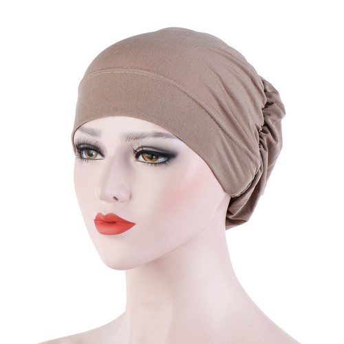 Female Inner Hijab Turban Hat Soft Cap Solid Color Headwear Inner Cap Underscarf - 第 13/27 張圖片