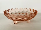 Jeanette Pink 3 Footed Geometric Cubist Glass Candy Dish Trinket Dish Vintage