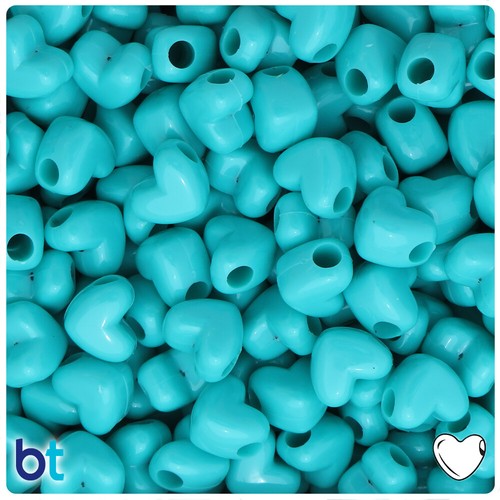 BeadTin Opaque 12mm Heart Pony Beads Horizontal Holes (250pcs) - Color Choice - Picture 10 of 18