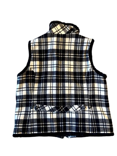 WOOLRICH Womens Size XL Buffalo Plaid Wool Sherpa Lined Vest Gilet Checks - Picture 2 of 18