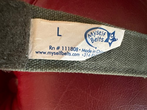 EUC Myself Belts Olive Green Sports Football/Baseball Belt Size Large (5T) - Picture 4 of 4