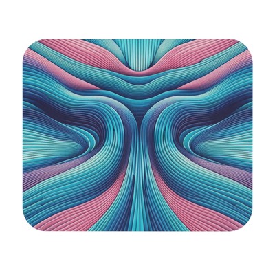 Mouse Pad (Rectangle) Turquoise Blue Magenta Lines Optical Illusion Design 13