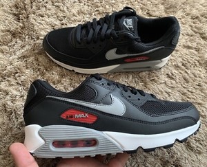 Nike Air Max 90 Premium Black/Red- Grey Men's TRainers Shoes UK 9.5 Eu 44.5  | eBay