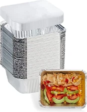 Aluminum Pans with Clear Plastic Lids (40 Pack) 1 Lb Foil Pans - to Go Food