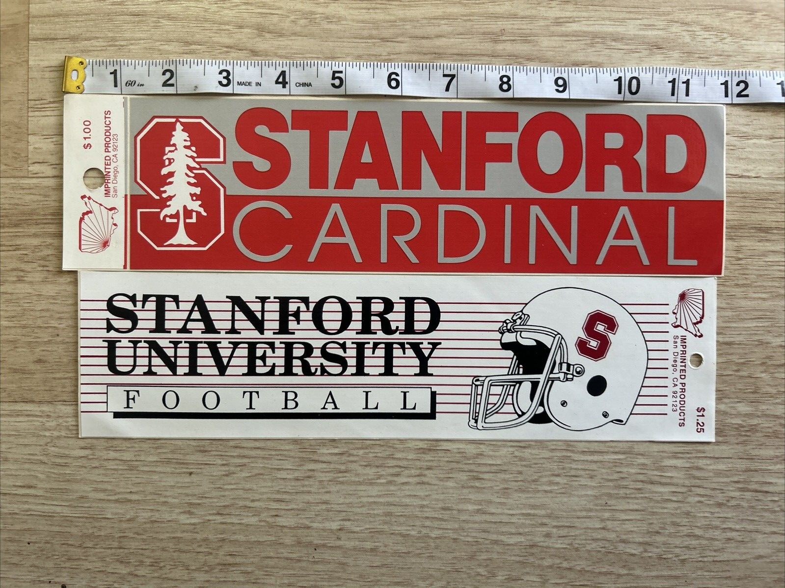 ORIGINAL STANFORD UNIVERSITY FOOTBALL Decal Stickers Imprinted Products VTG