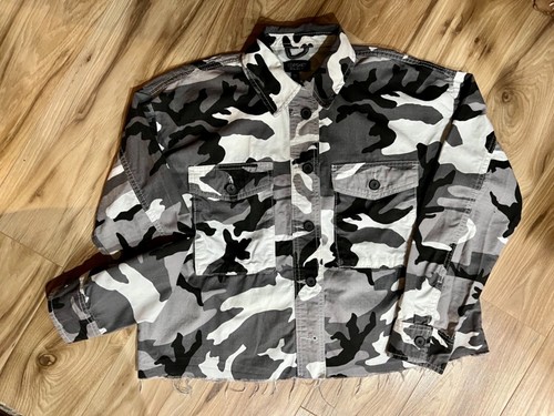 Topshop Camo print crop denim jacket Sz 