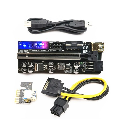 6 Pcs PCIE adapter board 60cm USB3.0 Cable Newest 010S Plus GPU Riser Card SATA - Picture 3 of 8