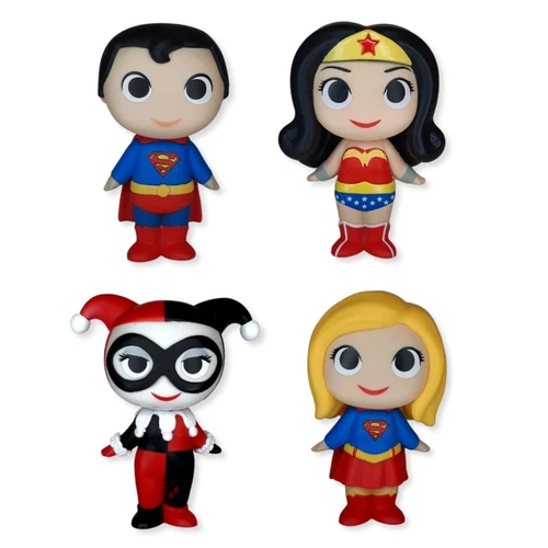 Funko DC Comic Super Heroes Lot JLA Superman Wonder Woman Supergirl Harley Quinn
