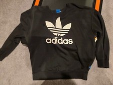 Adidas Original Trefoil Womens Crewneck Sweatshirt Pullover Black Size S Small