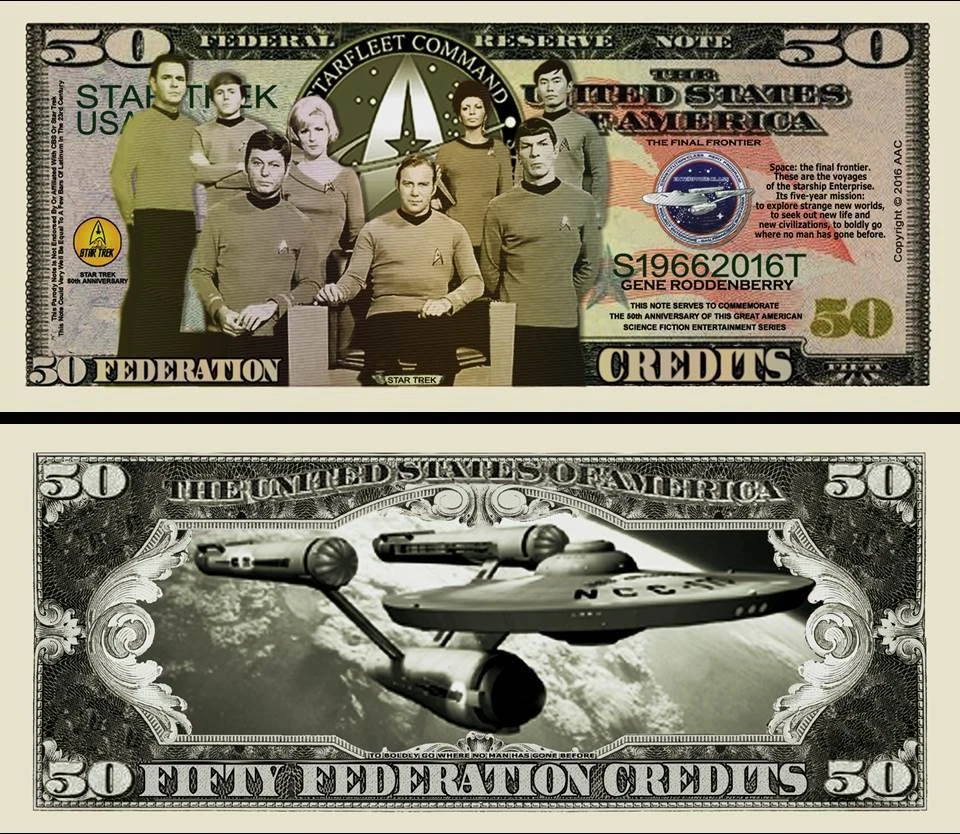 STAR TREK BILLET DOLLAR US! ENTERPRISE SPOCK Série SF Leonard Nimoy Kirk Million