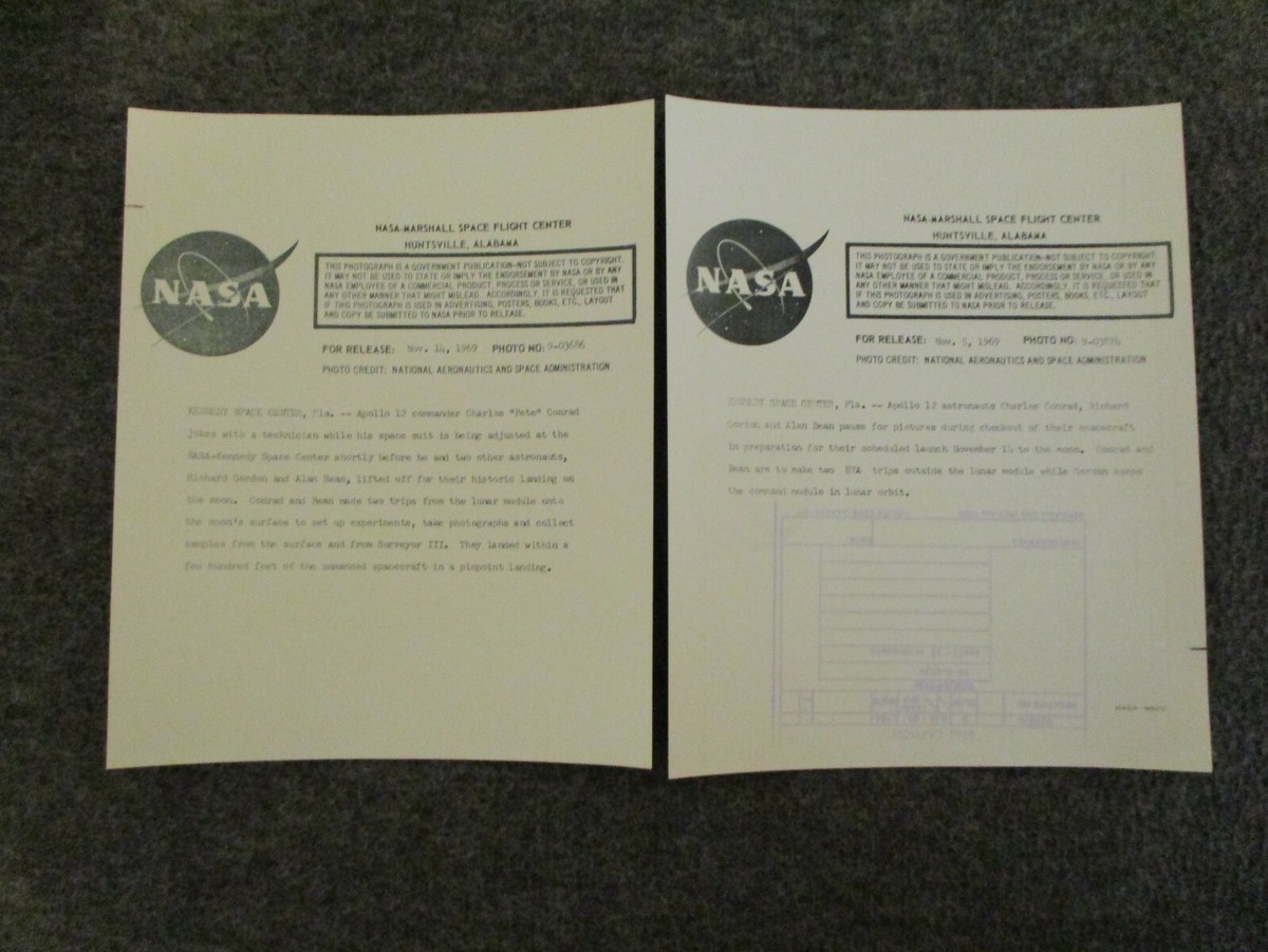 NASA APOLLO 12 SET-2 1969 MSFC 1ST GEN GLOSSY PHOTO ASTRONAUT