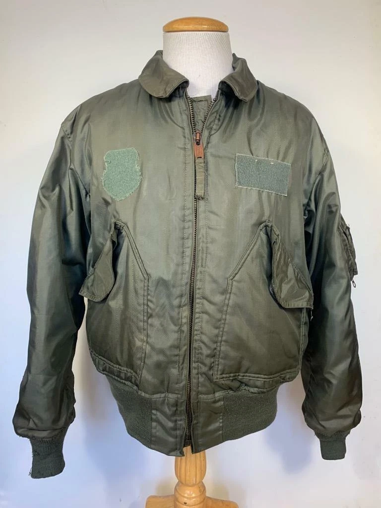 VINTAGE 70'S USAF CWU 45P EARLY MODEL SWING BACK NYLON FLIGHT BOMBER JACKET LG