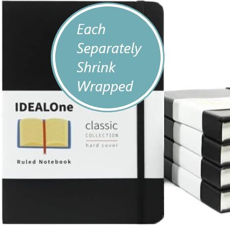 5 pack, Hardcover Lined Notebook Journal – Work, Home, School, 5.7 5 Pack Black