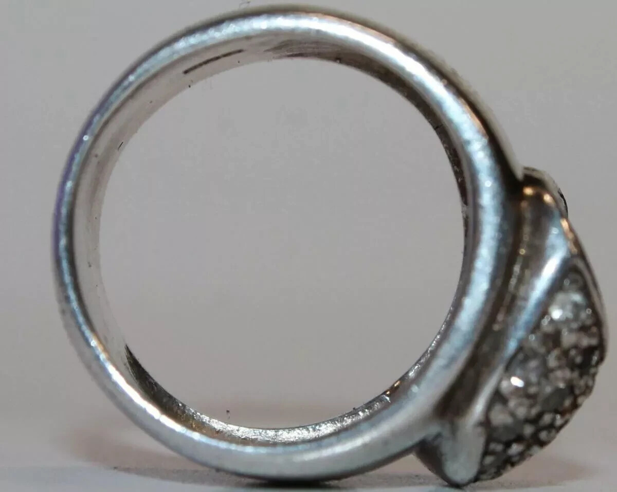 B0018 - Solid Wide 925 Silver Ring with Clear Sto… - image 7