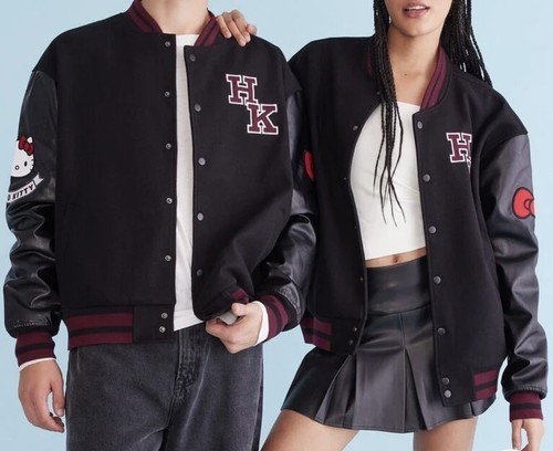 HELLO KITTY BOMBER JACKET SZ XL UNISEX BLACK/BURGANDY - 第 1/7 張圖片
