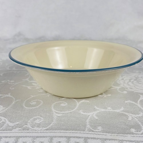 (8) Corelle Symphony 6.75” Cereal Bowls Beige Blue Rim Good Preowned Shape - Picture 5 of 12