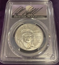 2021 1oz Platinum Eagle $100 David Hall Signed (PCGS Founder) 2700.00 per troy oz