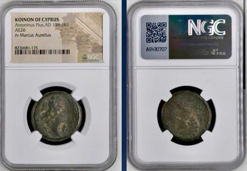 Antoninus Pius and Marcus Aurelius 138AD-161AD Roman Coin NGC Genuine Cyprus