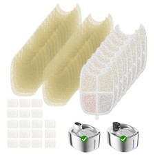 Wireless Cat Water Fountain Filter, 8 Pack Filters with 32 Pre-Filter Sponge ...