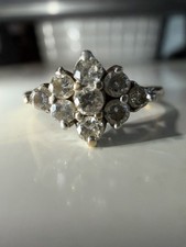 9K 9ct Gold Womens Diamond Ring - Nine Stone Setting - Vintage Jewellery