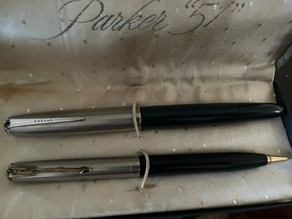 Vintage Parker 51 Vacumatic Fountain Pen W/Pencil In Original Box