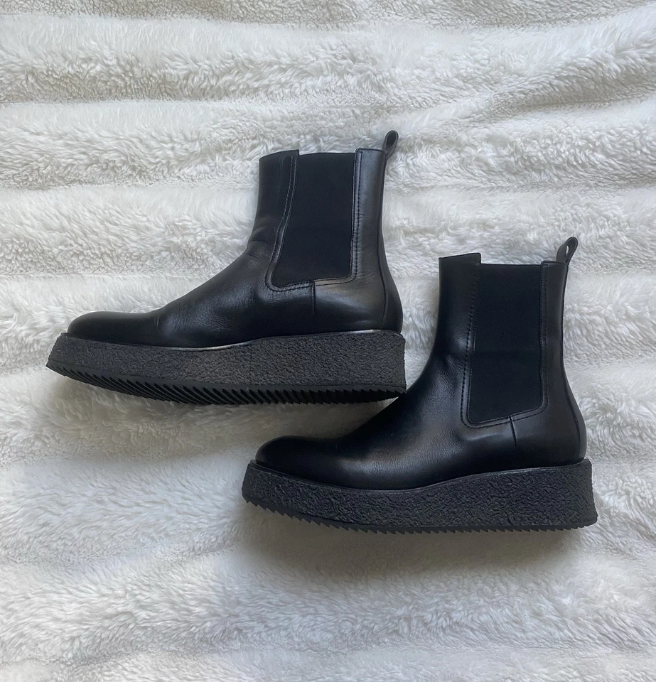 Botas de cuero Del Carlo negras sin cordones talla 37 1/2. Hecho en Italia Foto 4 de 4