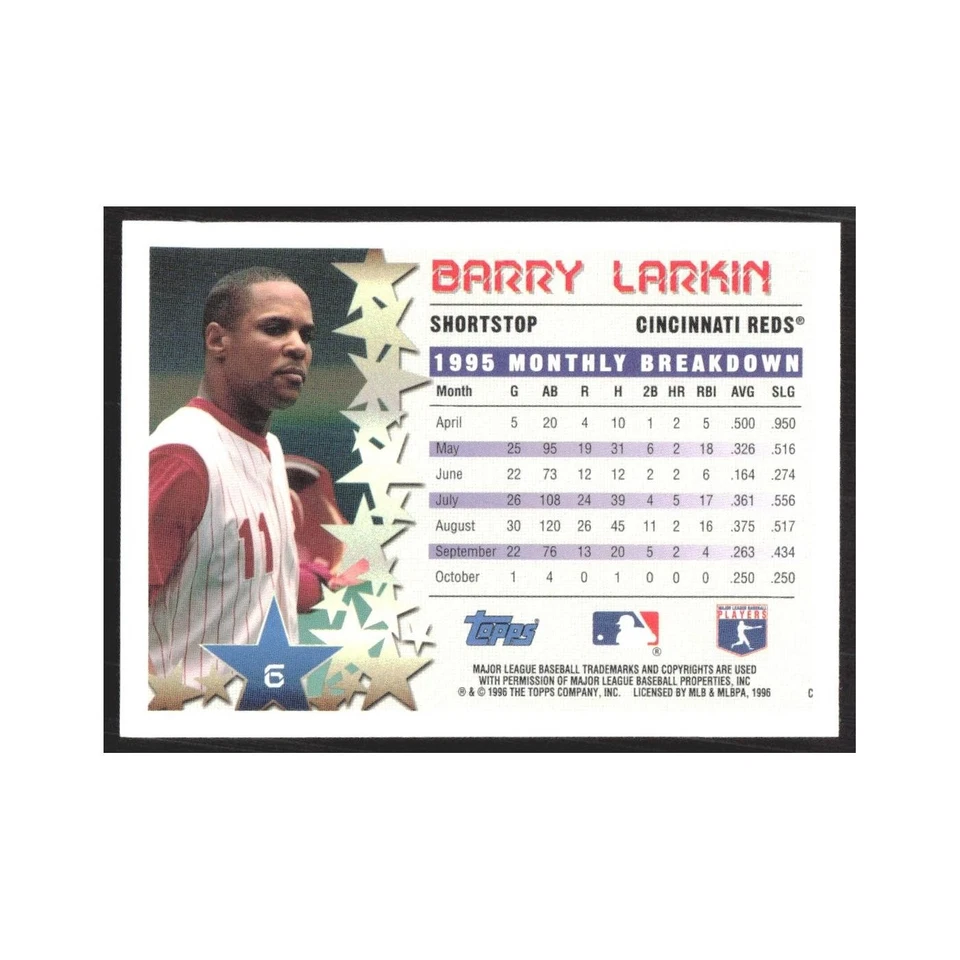 1996 Topps Barry Larkin Reds #6 - Image 2 of 3