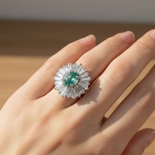 GRACEFUL COLOMBIAN NEON EMERALD HANDMADE 925 STERLING SILVER FINISH FINE RINGS