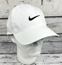 Nike Golf White Hat Size M/L Club Cap Dri-Fit Snapback Adjustable Swoosh - NEW