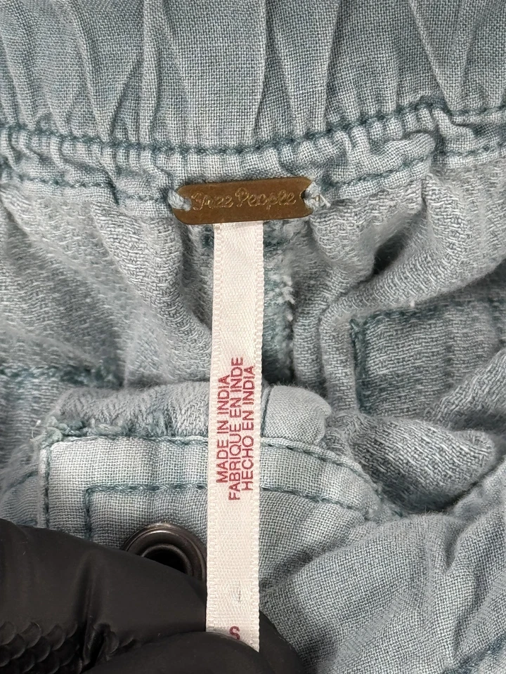 Free People Shorts Womens Small Blue Cargo Drawstring Utility Pockets Cotton - Image 2 of 4