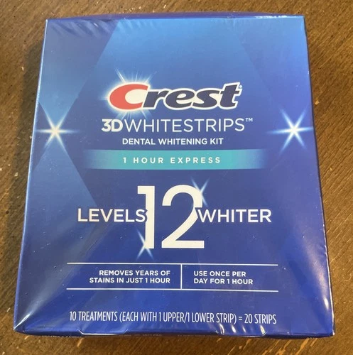 Crest 3D WhiteStrips 1 Hour Express 12 Levels Whiter 10 Treatment Expired Sealed