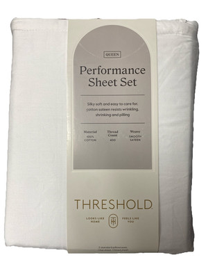   Threshold 400 Thread Count Cotton Sateen 4-Piece Sheet Set-Queen