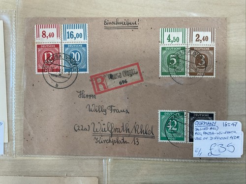 German Postal History Allied Occupation Zone, X5 Ex Dealer Price £195.00 G65 - Imagen 3 de 12
