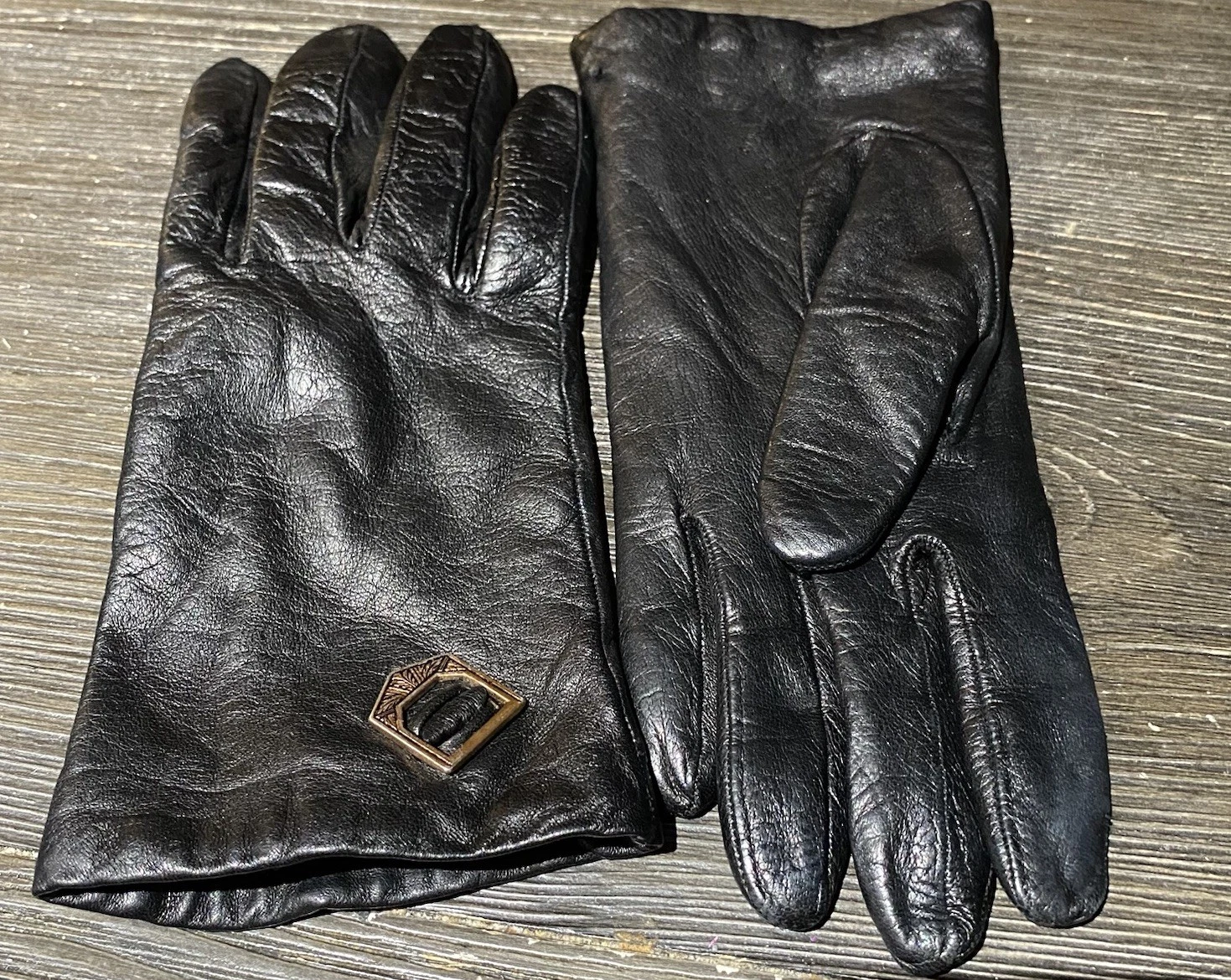 Montefusco Womens Genuine Leather Wool Lined Driving Gloves Black. Italy Sz.7.5
