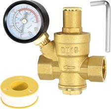 Water Pressure Regulator 1/2 inch with Gauge, Made of 100% inch, Inch 