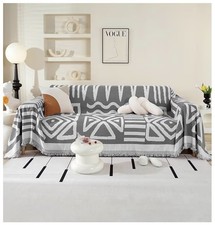 Coperta azteca geometrica morbida ciniglia nappe divano letto grigio 180x300 cm XL
