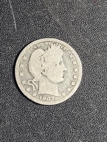 1907-D  U.S. Barber silver Quarter  - Solid GOOD     stk#Q64