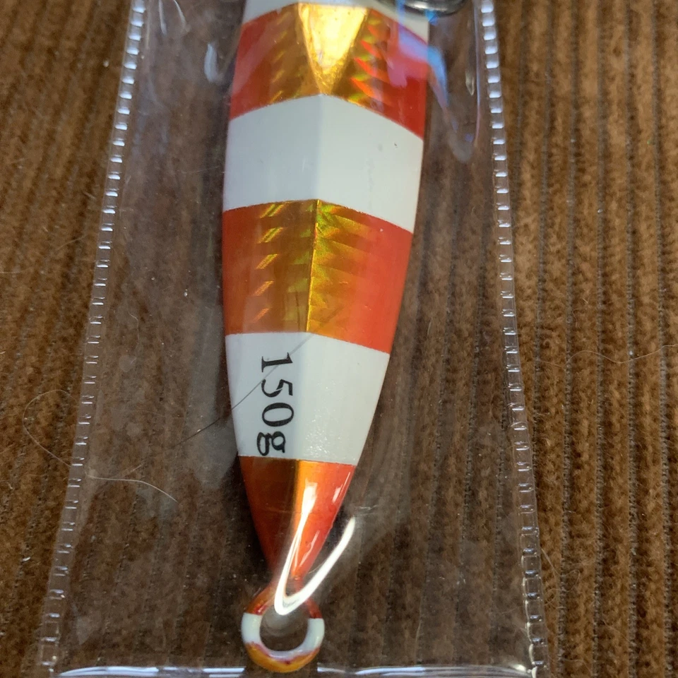 Orange /white Fast Pitch Jig Saltwater Fishing Vertical Jig Lure With Glow Hook - Image 2 of 4