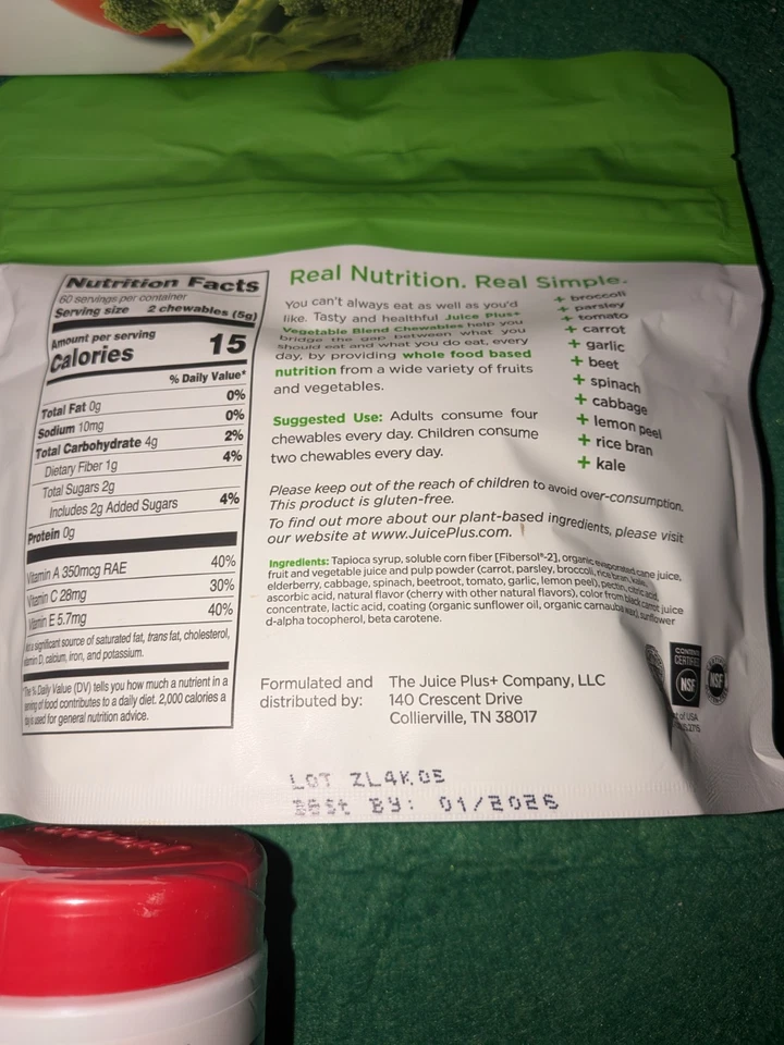 Juice Plus+ Cápsulas y Masticables Mezcla Frutas y Verduras SUMINISTRO TAMAÑO FAMILIAR Foto 4 de 4