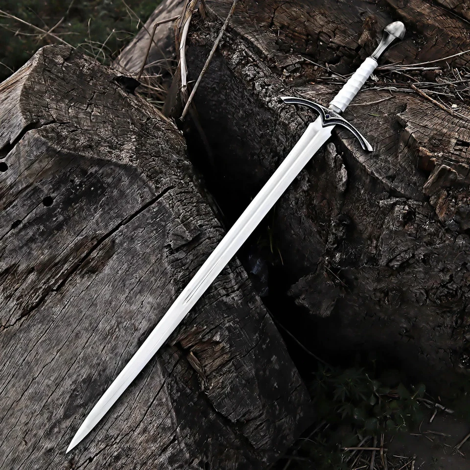 Espada vikinga de acero al carbono forjada a mano lista para batalla medieval con vaina Foto 2 de 4