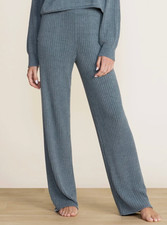NEW Barefoot Dreams Cozychic Ultra Lite Rib Rolled Edge Pant Blue Cove Women Med