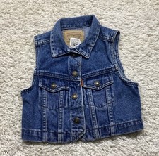 Vintage LEVI'S Denim Vest Kids Size 4T Trucker Orange Tab