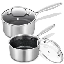 LOLYKITCH Set of 2 Non-Stick Sauce Pans, 1.5QT & 2.5QT, Induction & Oven Safe