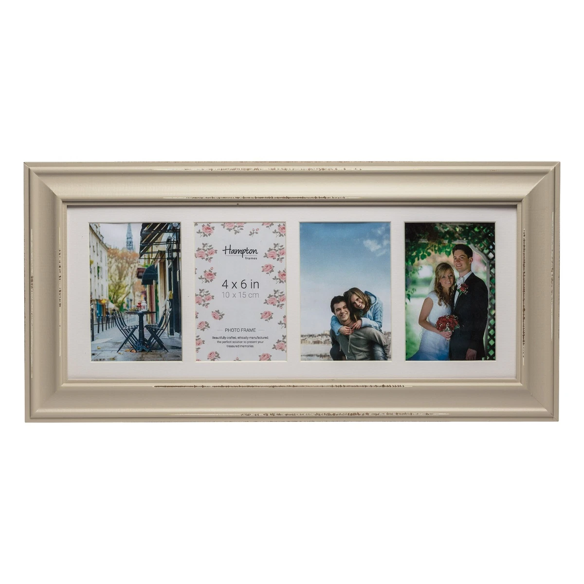 Shabby Chic Rustic Multi Aperture 4x6 Photo Frame In White or Soft Grey