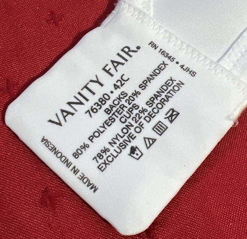 Vanity Fair Bra Back Smoothing Full-Figure Underwire 76380 White 42C New W/ Tags - Picture 7 of 10