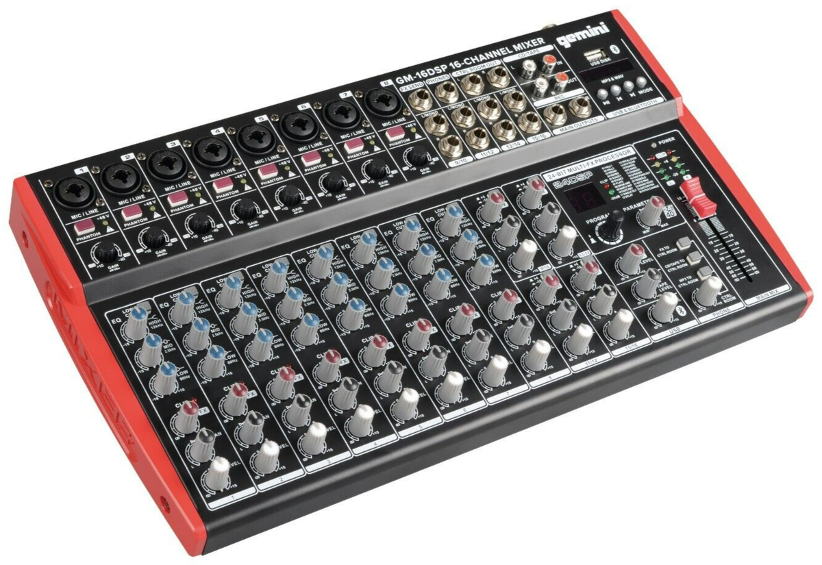 mimoneページ Gemini GM-16DSP Compact 12 Channel Mixer w/ Bluetooth +2x EMB