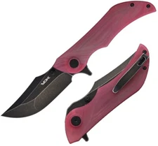 VDK Knives Talisman Folding Knife 3.25" D2 Tool Steel Blade Red Jade G10 Handle