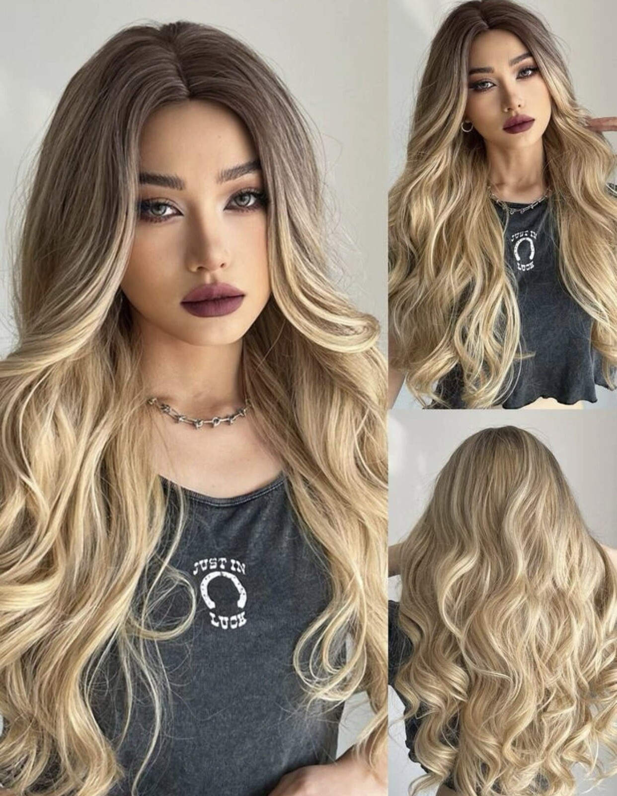 Perruque synthétique blonde ombré pour changer de style en soirée