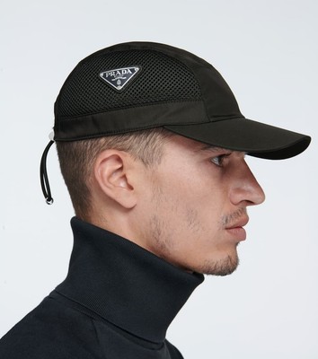 Authentic Prada Nylon Mesh Panel Triangle Logo Baseball Cap Hat One Size